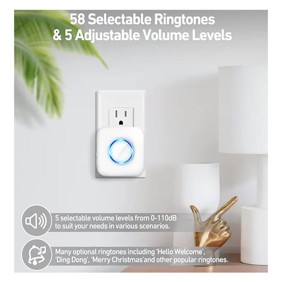 Wireless Door Chime Alarm 2R/2S 600ft Range 58 Chimes NIB Open Box - Picture 10 of 11